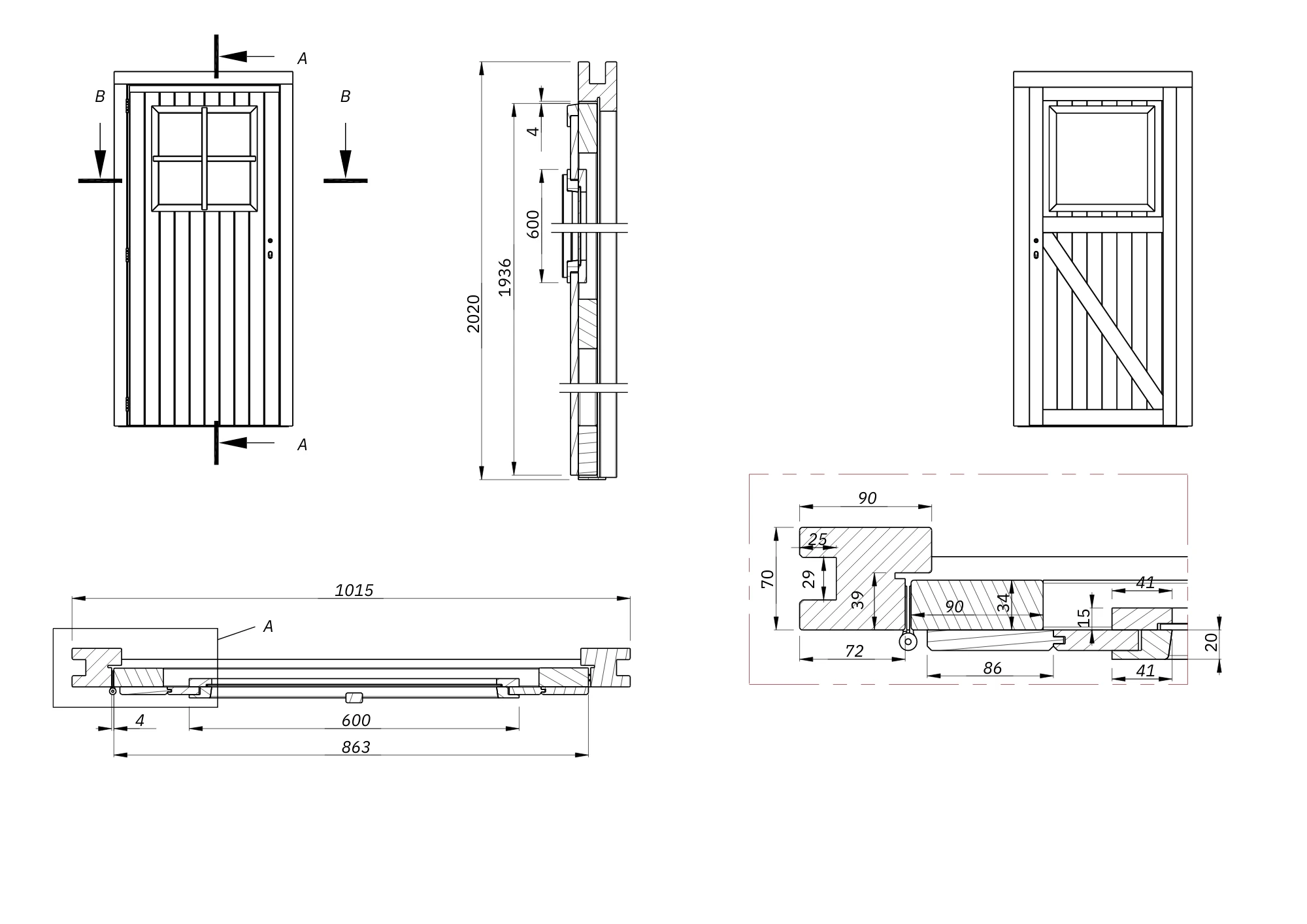 Douglas Enkele Deur 4-Ruits 102 x 202 cm - Linksdraaiend - Afbeelding 2